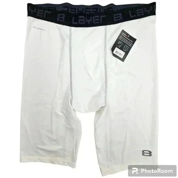 Layer 8 Kwick- Cool Kwick-Dry L8 Performance 11 long shorts white# L11318 Large - Picture 1 of 6